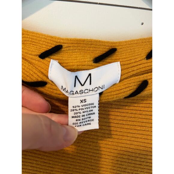 Magaschoni Mustard Sweater with Black Accents - Picture 4 of 9